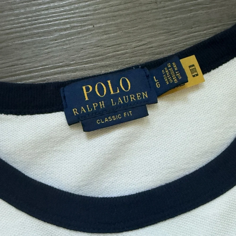 Polo Ralph Lauren Polo Team Ringer T-shirt Mens L White Classic Fit Jersey Mesh